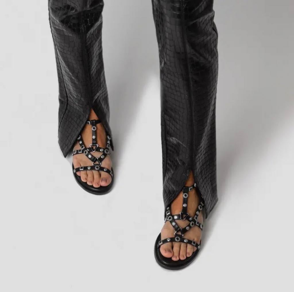 Bronx sandalen maat 37 echt leer, Zwart, Zo goed als nieuw, Sandalen of Muiltjes, Ophalen of Verzenden