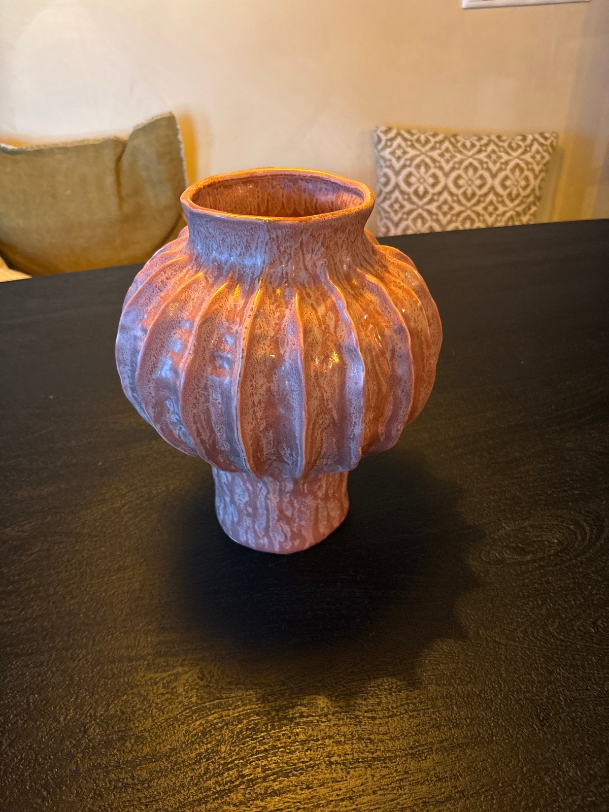 Unieke handgemaakte keramische vaas - roze/oranje, Ophalen of Verzenden