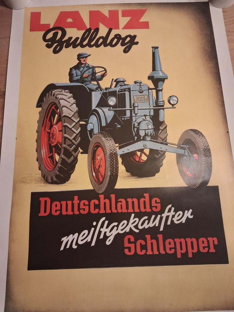 Lanz bulldog poster, Verzamelen, Merken en Reclamevoorwerpen, Ophalen of Verzenden, Zo goed als nieuw, Reclamebord