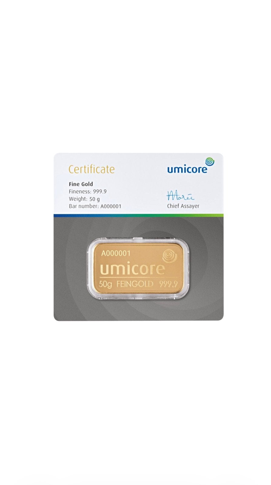 Umicore 50gram Goudbaar, Ophalen of Verzenden, Goud