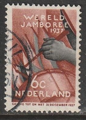 Nederland 1937 294 Jamboree 6c, Gest, Postzegels en Munten, Ophalen of Verzenden, T/m 1940, Gestempeld