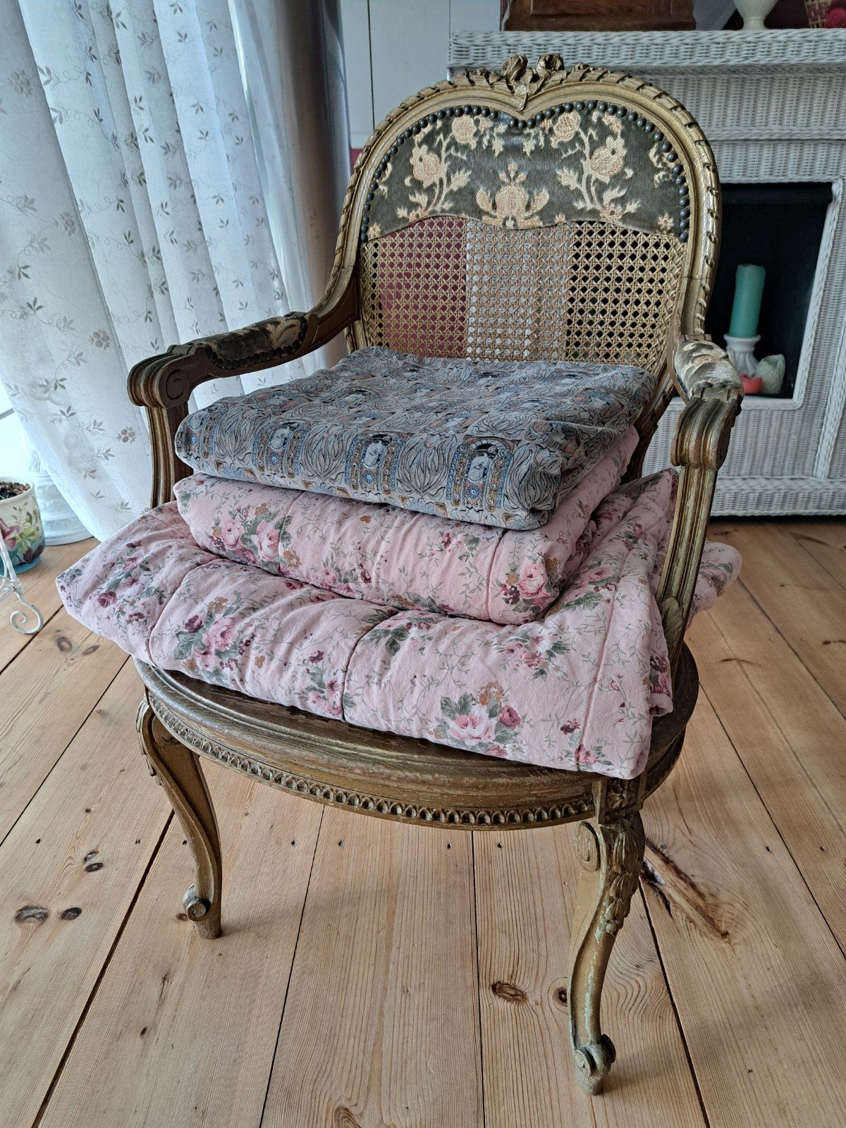 Brocante boudoir stoel fauteuil Louis XVI goud rozen fluweel, Ophalen
