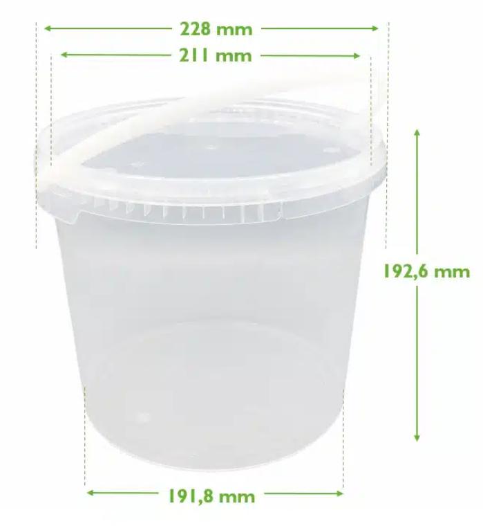 160 nieuwe emmers met deksel + hengsel 5,5 liter (ø 228 mm), Huis en Inrichting, Ophalen, Nieuw, Kunststof, Met deksel