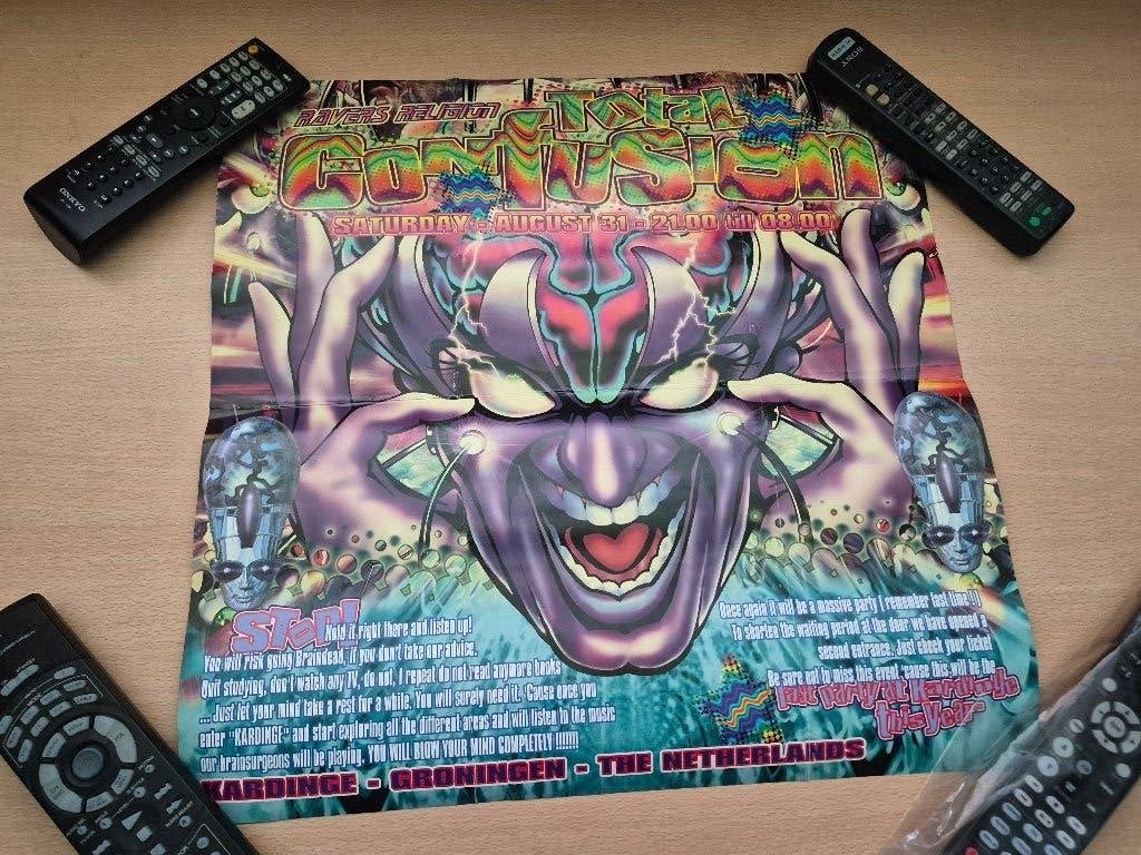 Flyer Ravers Revenge Total Confusion Hardcore Rave, Gebruikt, Rechthoekig Liggend, Ophalen of Verzenden, A1 t/m A3