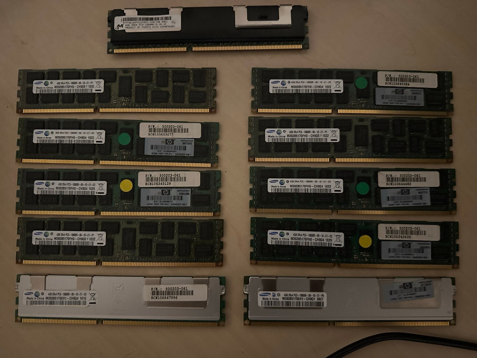 Server RAM Geheugen - DDR3 4GB per stuk (totaal 44GB), Computers en Software, Gebruikt, Server, DDR3, Ophalen of Verzenden