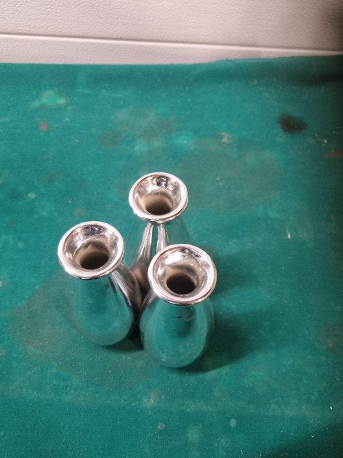 vaasjes zilver kleurig aardewerk, Ophalen of Verzenden