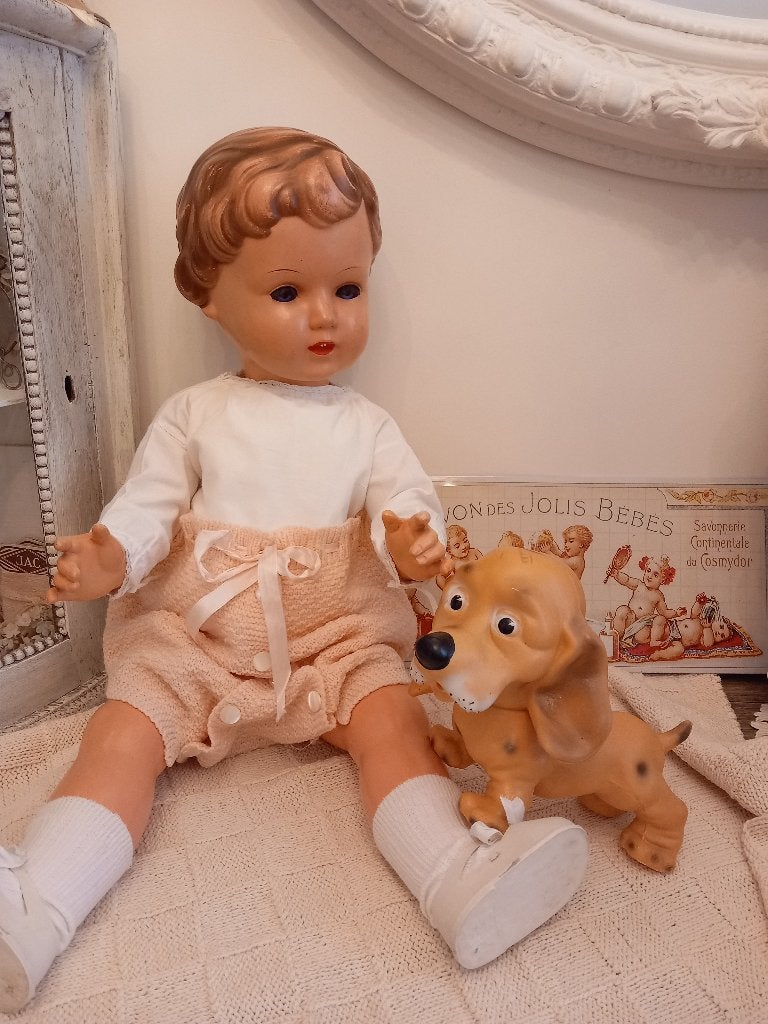 Vintage gebreide wollen luierbroek met antiek bloesje., Ophalen of Verzenden, Kinderen