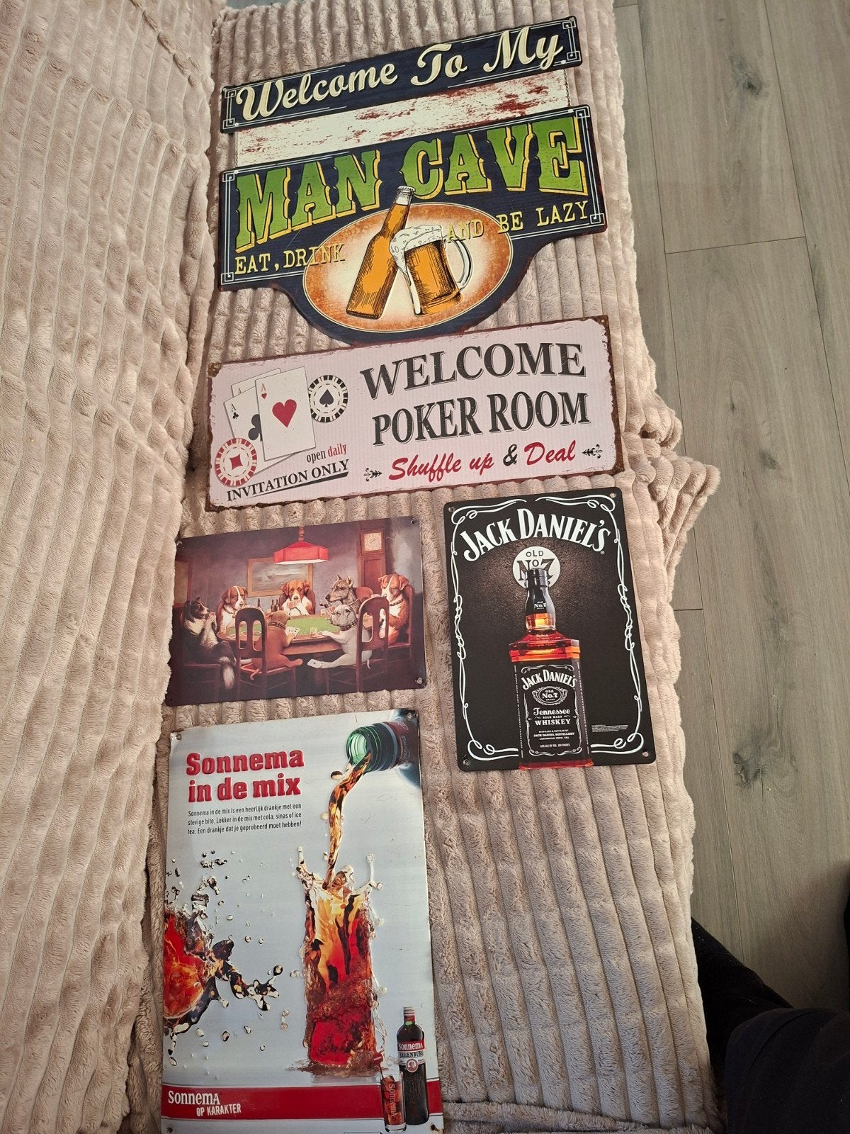 Metalen borden / Man Cave / Poker Room / Jack Daniels, Ophalen, Vintage, Gebruikt, Meerkleurig