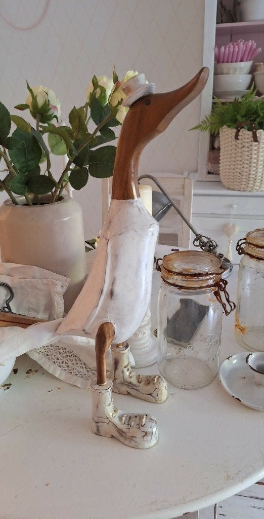 nieuwe zware grote houten eend uit Frankrijk, Antiek en Kunst, Curiosa en Brocante, Ophalen of Verzenden
