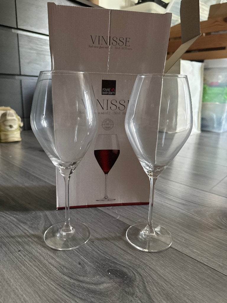 Rode wijnglazen 2 stuks, Ophalen, Glas of Glazen, Nieuw, Glas
