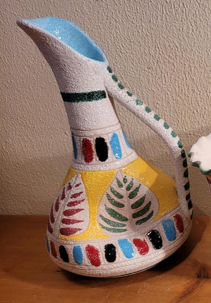 Italiaans aardewerk vaas kruik vintage kleuren Italië, Overige kleuren, Aardewerk of Porselein, Ophalen of Verzenden, Zo goed als nieuw