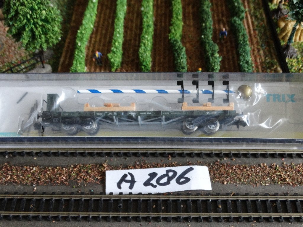 N-Spoor: MINITRIX 15340, adv A286: Platte wagon met MEIBOOM., Gelijkstroom of Wisselstroom, Trix, Wagon, Ophalen of Verzenden