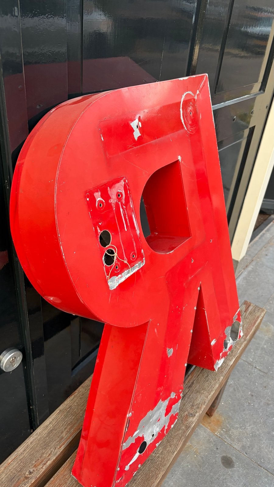 Vintage rode letter 'R' lichtbak - Reclameletter, Ophalen of Verzenden