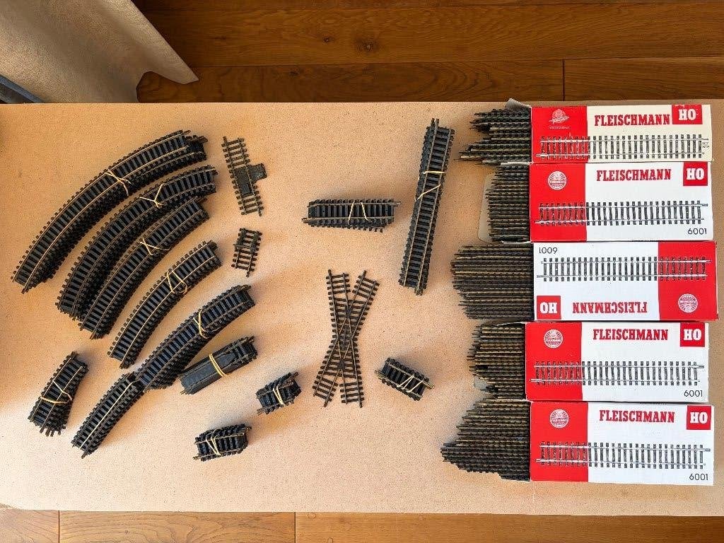Grote partij Fleischmann modelrails 1700 en 6000 serie., Gebruikt, Gelijkstroom, Fleischmann, Rails