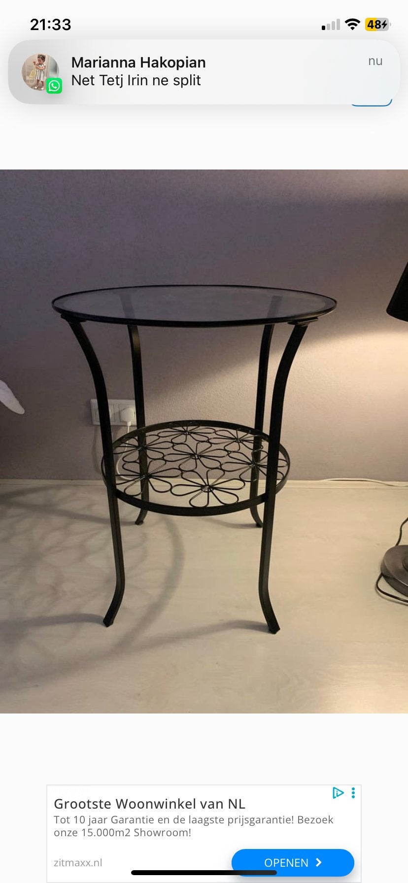 bijzettafel/ nachkasten  met glazen blad, Twee, Zwart, Ophalen of Verzenden, Zo goed als nieuw