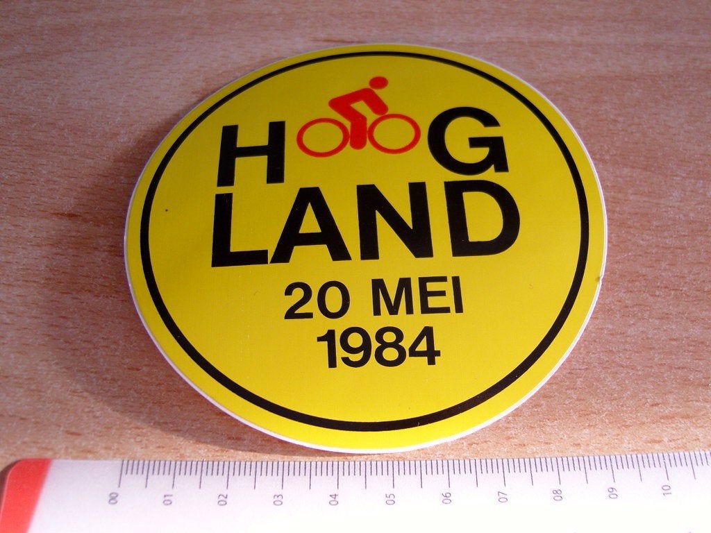 sticker HOOGLAND 20 mei 1984 Wielrennen Fiets, Ophalen of Verzenden, Zo goed als nieuw