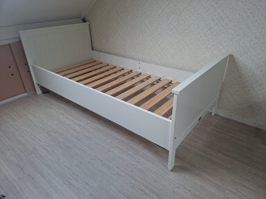 Tienerbed Flex 90 x 200 cm - wit, Huis en Inrichting, Slaapkamer | Bedden, Ophalen, 90 cm, Eenpersoons, Wit