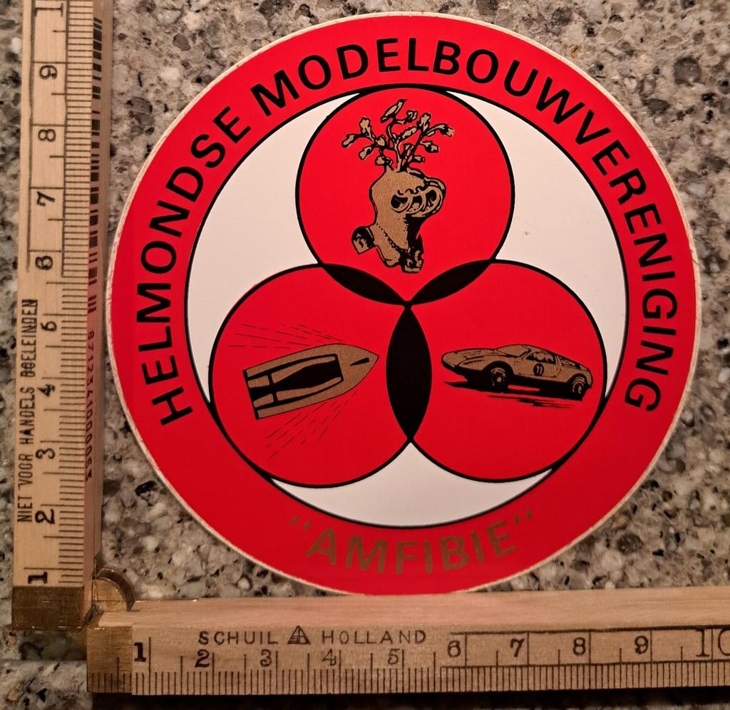 Vintage sticker Helmondse modelbouw vereniging  Amfibie, Ophalen of Verzenden, Zo goed als nieuw, Overige typen