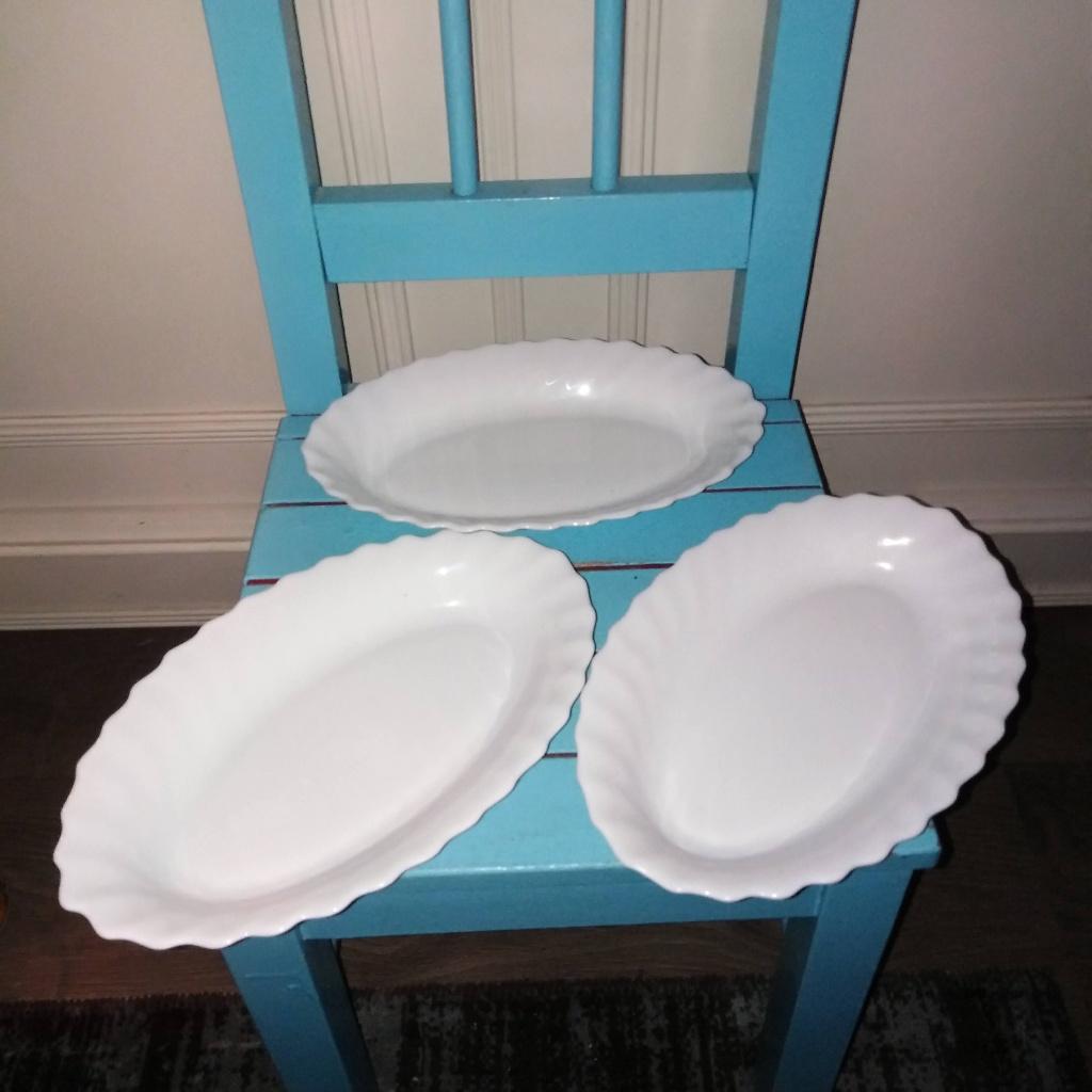 Vintage witte opaalglazen schaaltjes Arcopal France 3 stuks, Ophalen, Gebruikt, Overige stijlen, Glas
