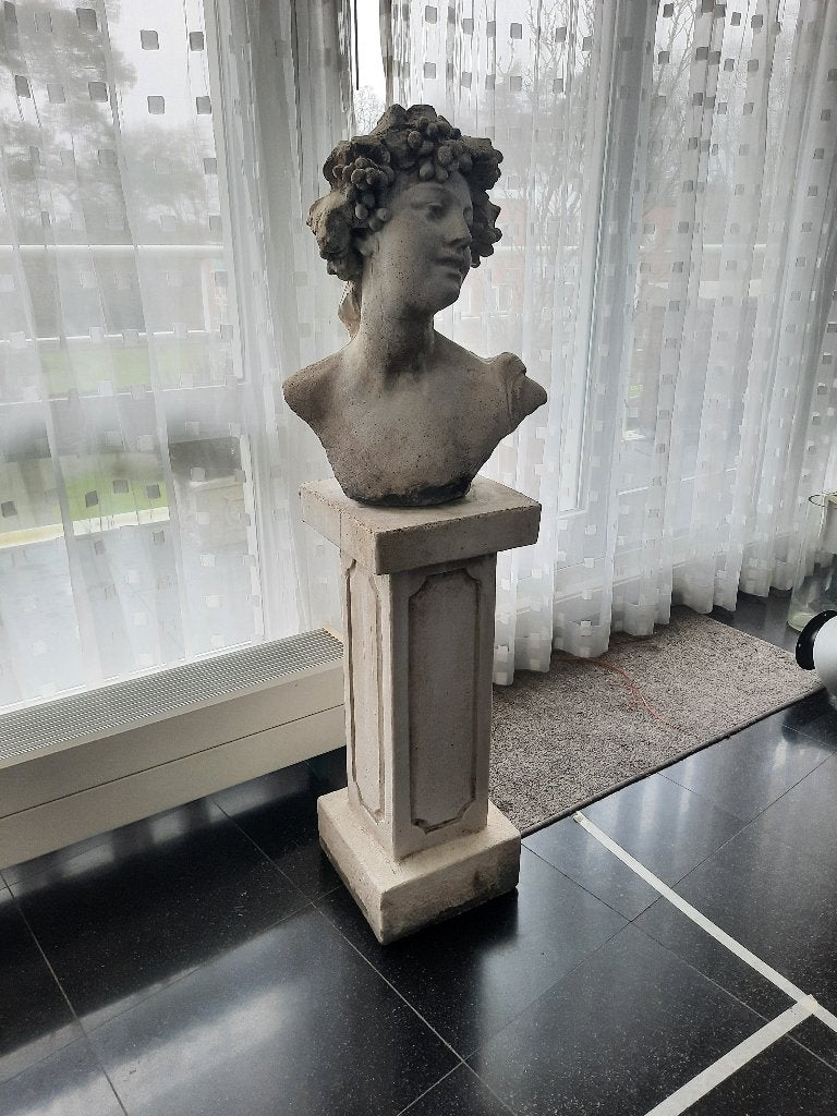 Decoratieve Buste op Sokkel - Klassieke Stijl, Tuin en Terras, Ophalen, Gebruikt, Steen, Mensenbeeld