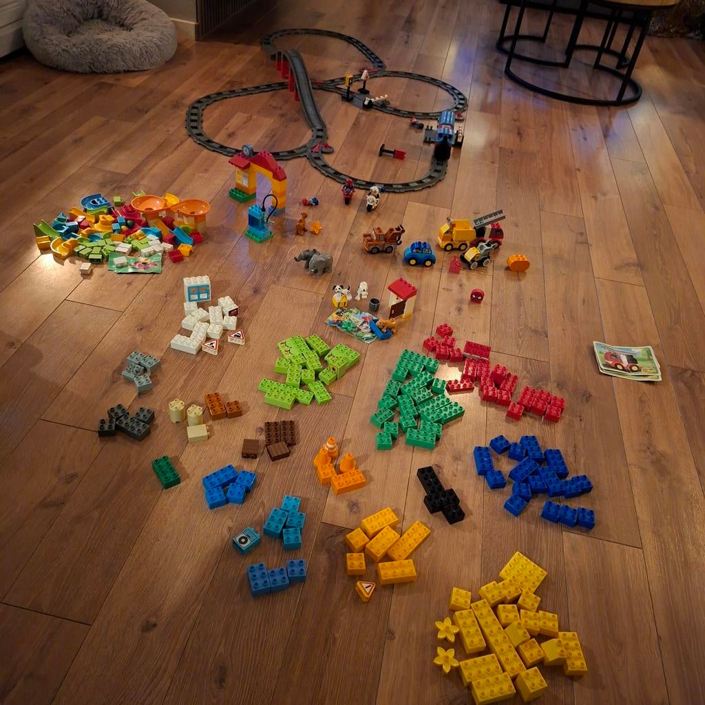 Lego Duplo stoomtrein met treinbaan en extra's, Ophalen, Zo goed als nieuw, Duplo