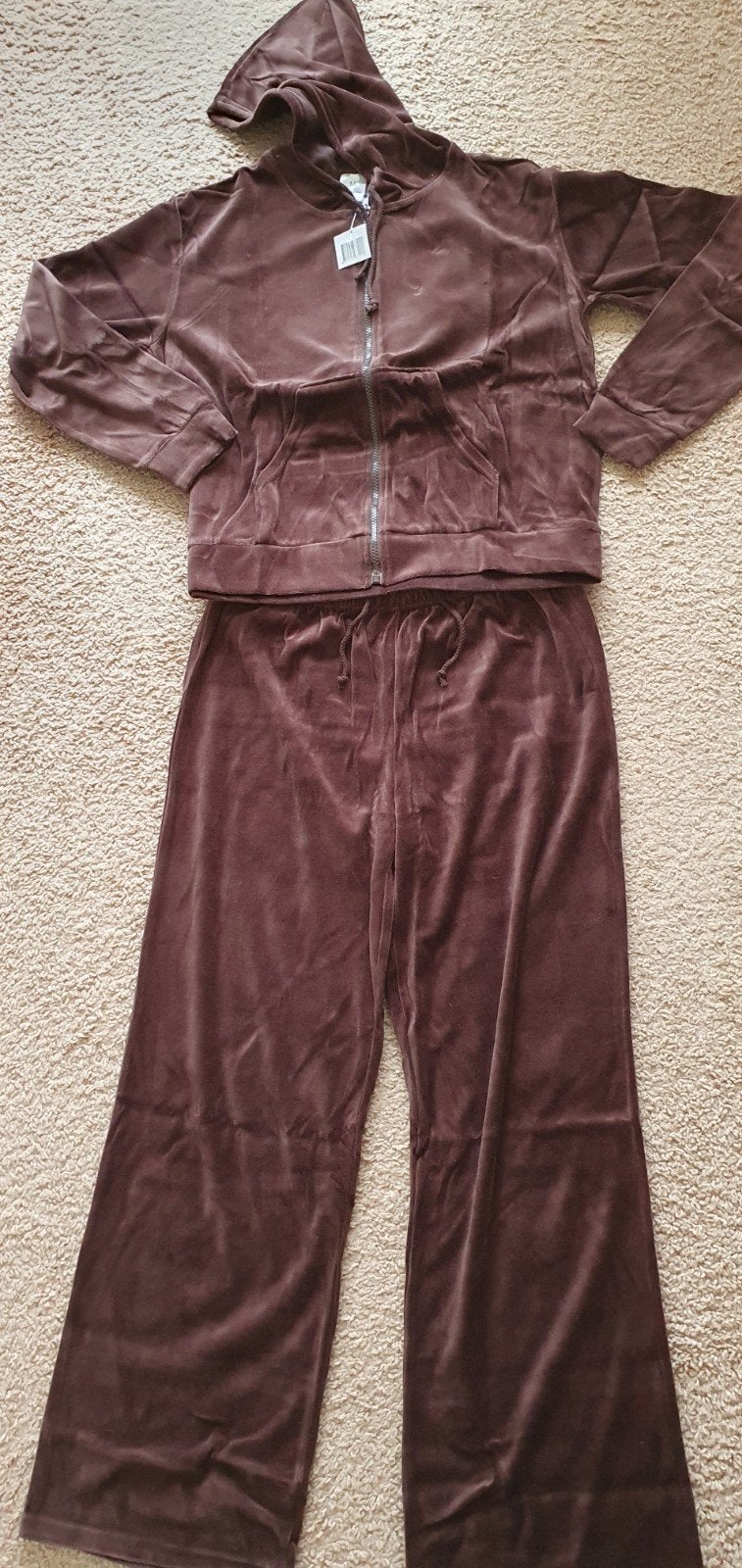 Bruin Velours Huispak Jasje met Rits & Capuchon Broek Maat M, Kleding | Dames, Bruin, Nieuw, Ophalen of Verzenden, No label
