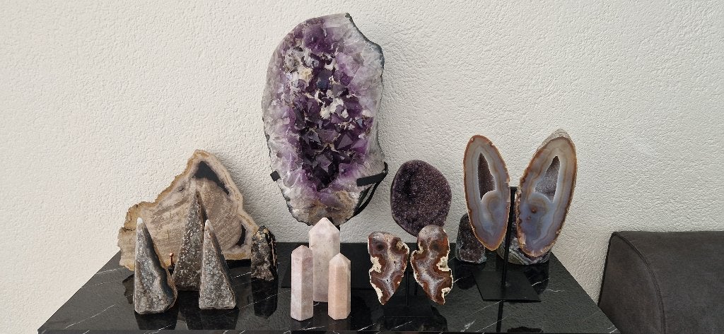 Collectie mineralen, (roze) ametist, agaat en meer, Ophalen of Verzenden, Mineraal