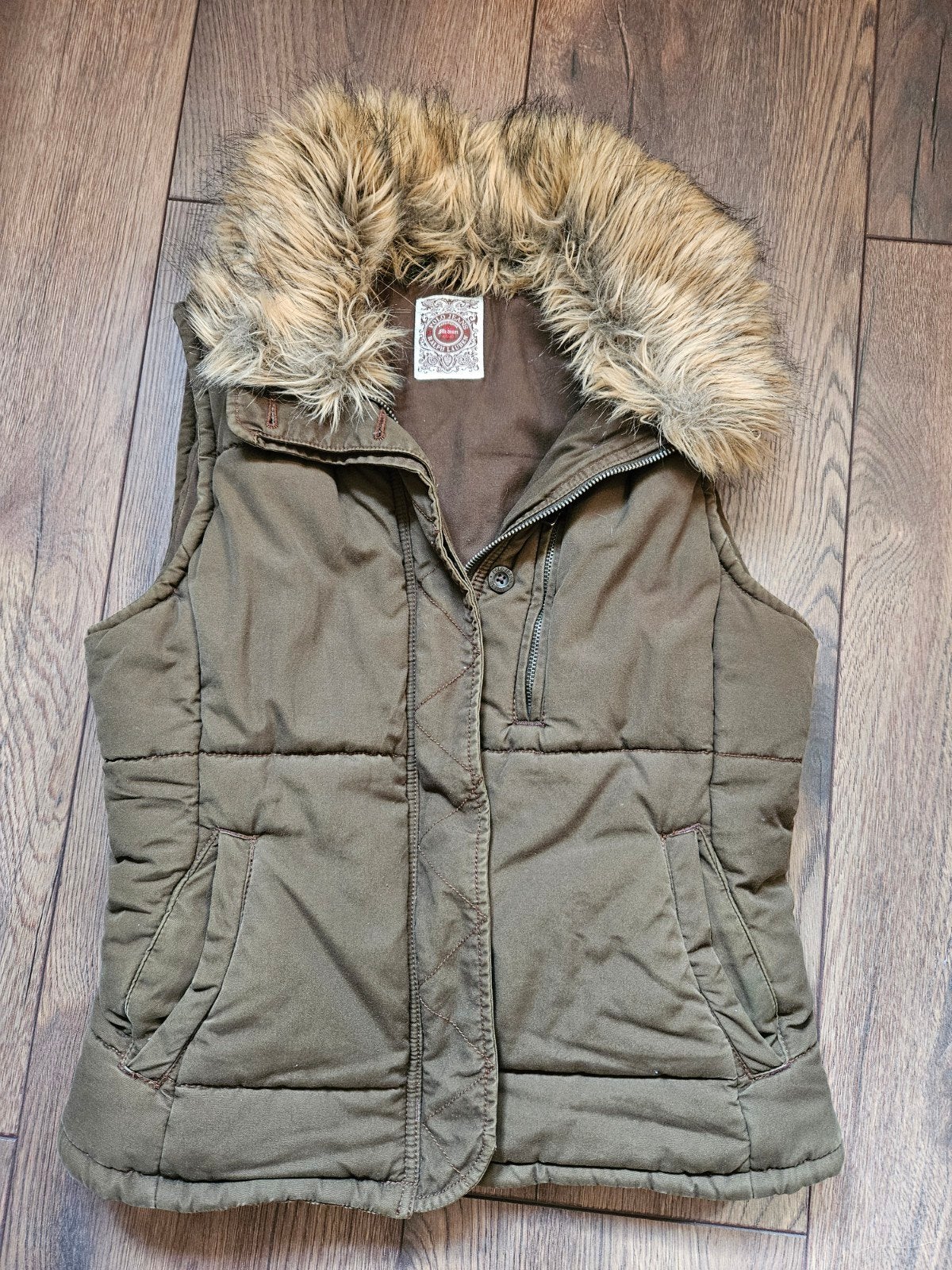 Groene Ralph Lauren Bodywarmer met Bontkraag - Maat M, Maat 38/40 (M), Ophalen of Verzenden, Ralph Lauren, Gedragen