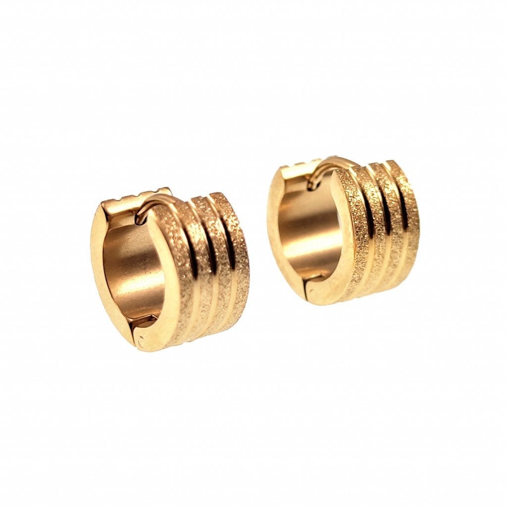 Ø13mm Brede Oorbellen Dames en Heren Goudkleurige RVS, Overige materialen, Hangers, Birgitta-Gracht 33, 6465 EL Kerkrade, Nederland