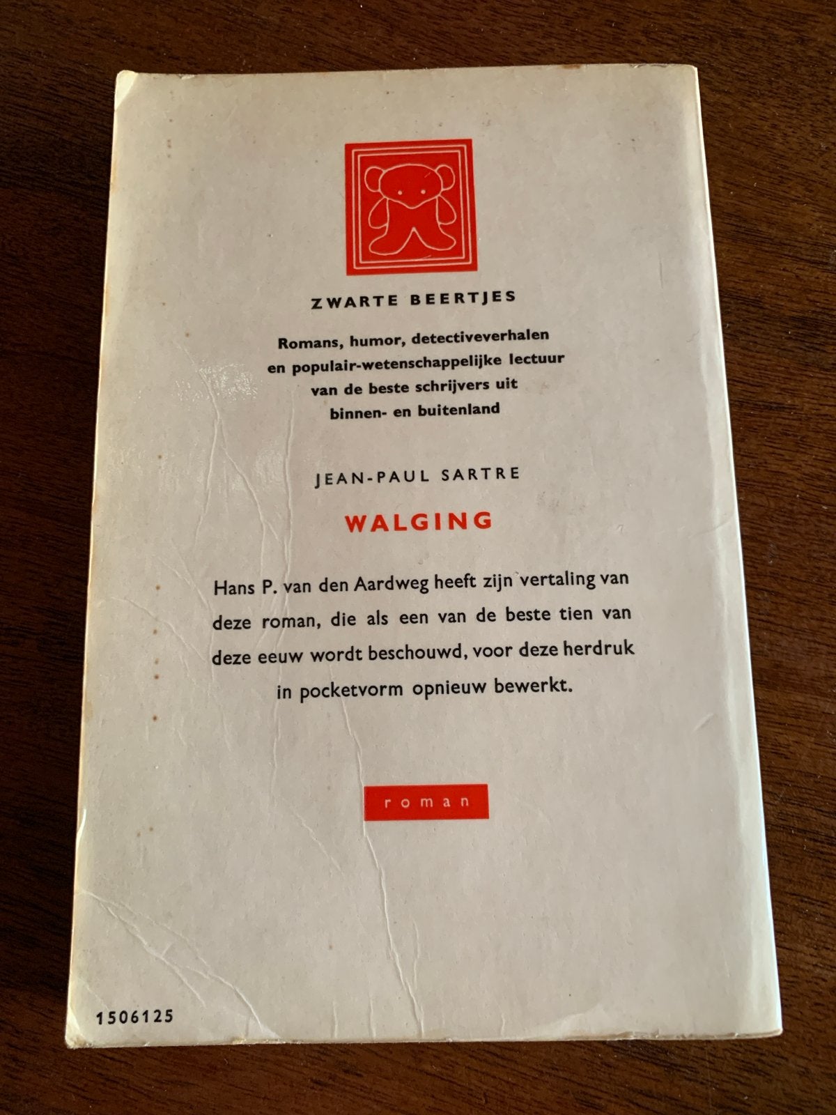 Walging - Jean-Paul Sartre (Zwarte Beertjes) 1961 Dick Bruna, Ophalen of Verzenden, Gelezen, Nederland