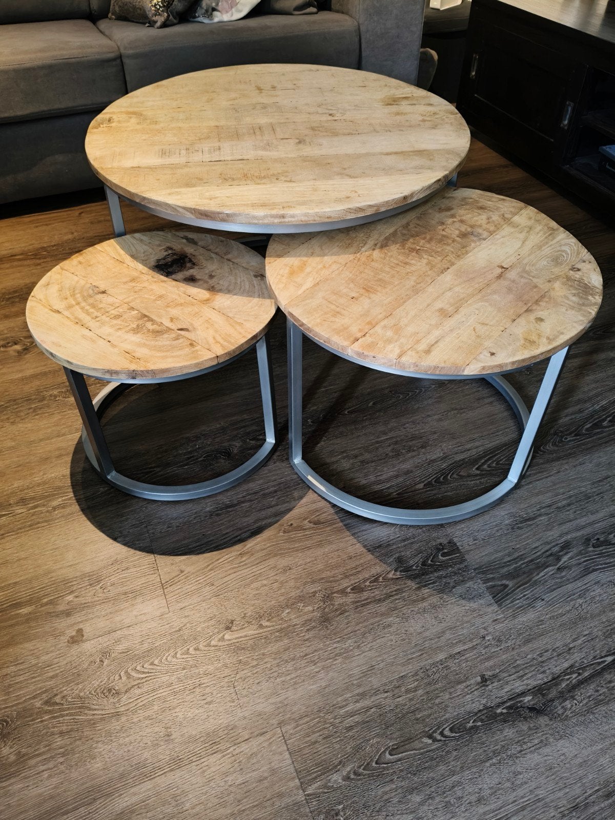 MANGOHOUT: SALONTAFELS (SET VAN 3), Ophalen, 50 tot 100 cm, Rond, 50 tot 100 cm