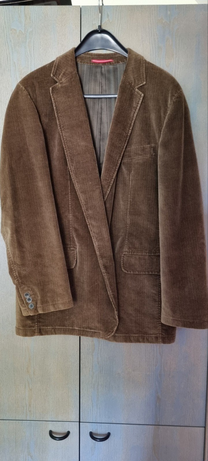 Bruin corduroy colbert met kleine zwarte streepjes, Bruin, QUATTRO, Maat 56/58 (XL), Ophalen of Verzenden
