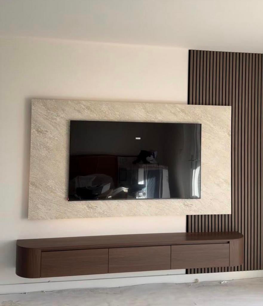Vanaf €570! Cinewall deco paneel  japandi meubel lattenwand, Huis en Inrichting, Ophalen of Verzenden, Zo goed als nieuw, Vrijstaande haard