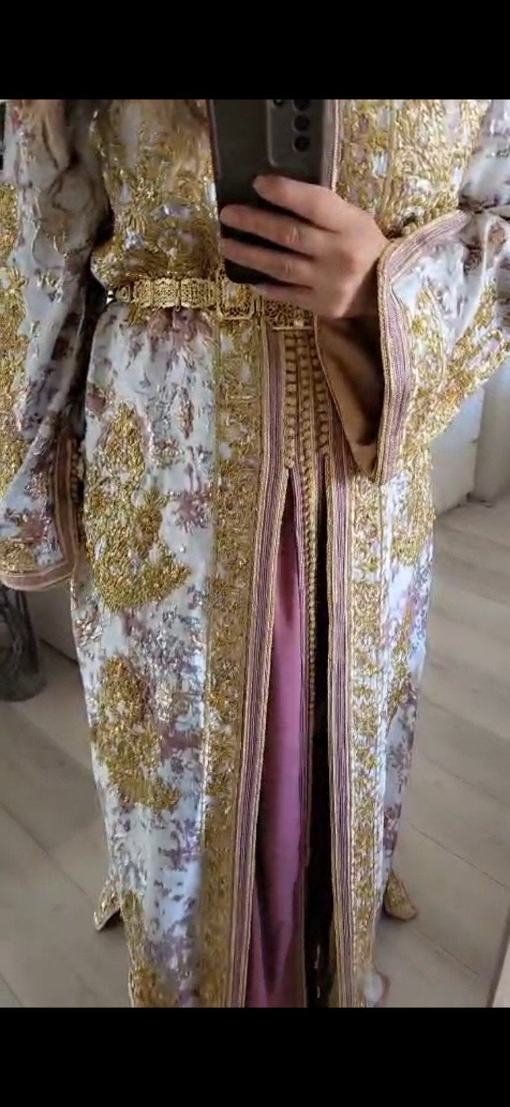 Elegante Marokkaanse Kaftan met Gouden Borduurwerk, Kleding | Dames, Maat 38/40 (M), Meerkleurig, Ophalen of Verzenden, Onder de knie