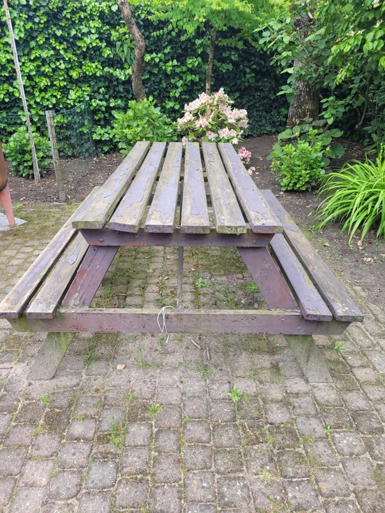 Oude picknicktafel, Ophalen, Gebruikt, Rechthoekig, Hout