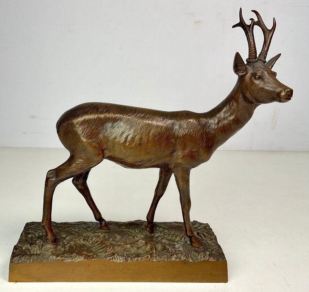 H. Gebhard - sculptuur, Reebok / ree bronzen beeld # 442, Ophalen of Verzenden, Brons