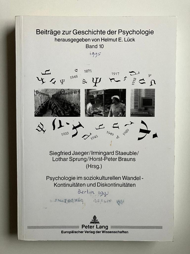 Psychologie im soziokulturellen wandel - kontinuitäten und d, Gelezen, Sociale psychologie, Ophalen of Verzenden, S.Jaeger,I.Staeuble,L.Sprung,H.P.Brauns