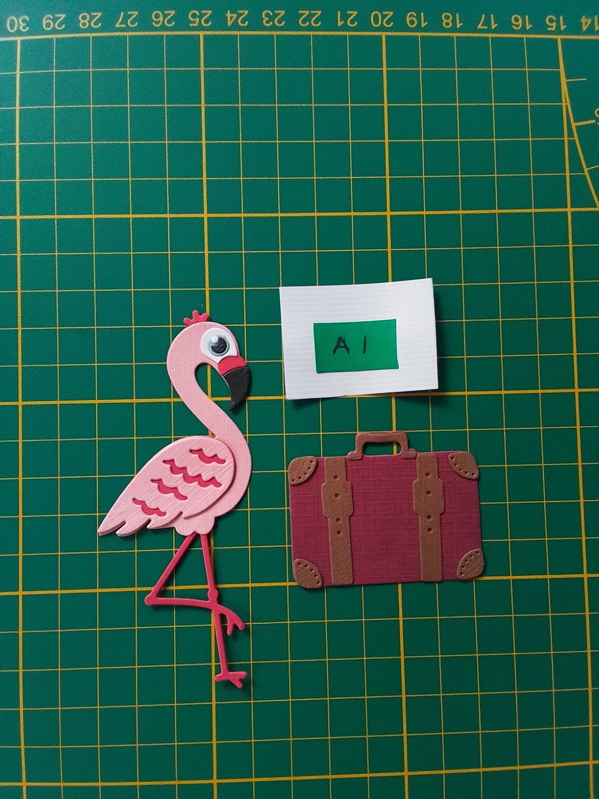 A1 Stansjes oud roze flamingo met bordeaux koffer, Ophalen of Verzenden, Nieuw