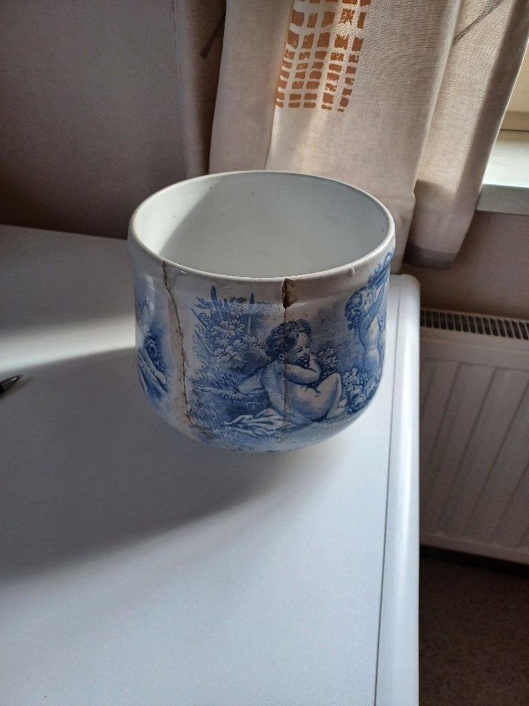 bloempot blauw, Gebruikt, Rond, Binnen, Ophalen of Verzenden