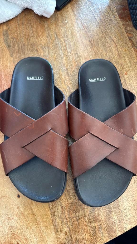 Manfield leren sandalen 40 unisex, Kleding | Dames, Schoenen, Ophalen of Verzenden, Zo goed als nieuw, Bruin, Sandalen of Muiltjes