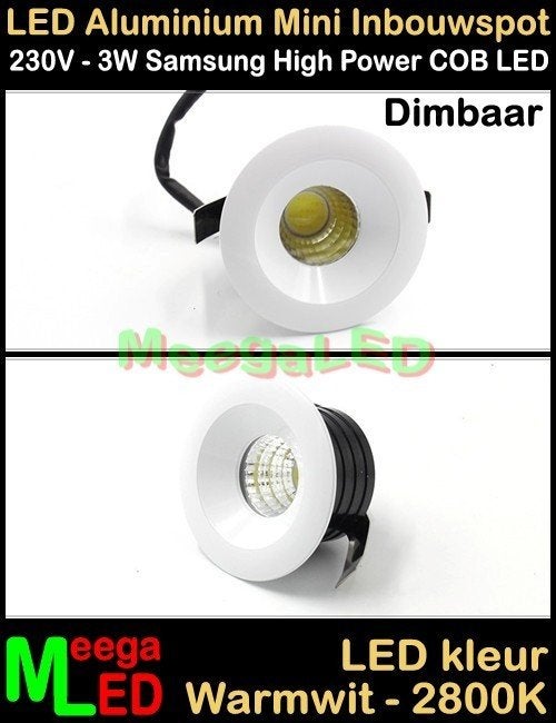 LED Chalet mini inbouwspot COB 230V 3watt M18 WW dimbaar, Huis en Inrichting, Lampen | Spots, Overige materialen, Overige merken