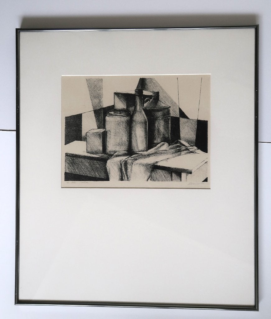 Litho Albert Moelker Bergen op zoom 1975 ingelijst 60x70 cm, Antiek en Kunst, Kunst | Litho's en Zeefdrukken, Ophalen