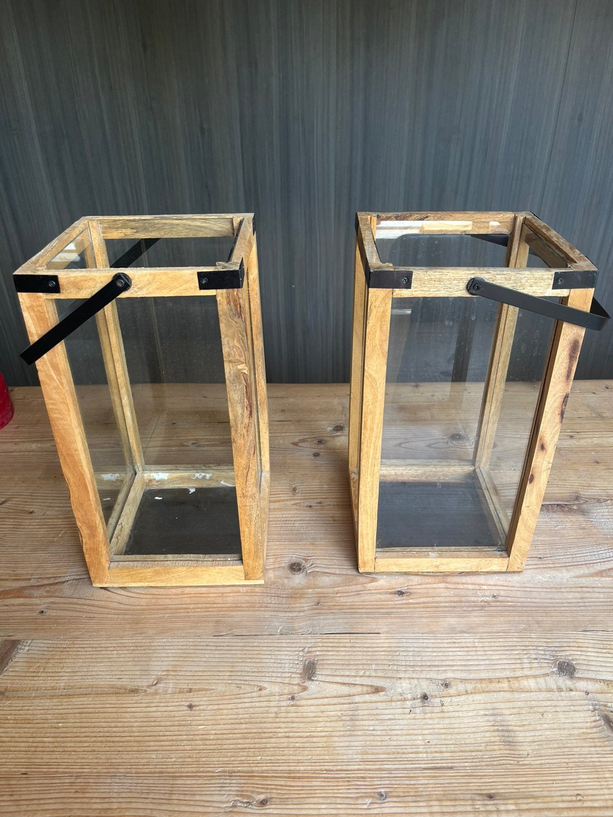 2 grote houten kandelaren, Ophalen, Zo goed als nieuw