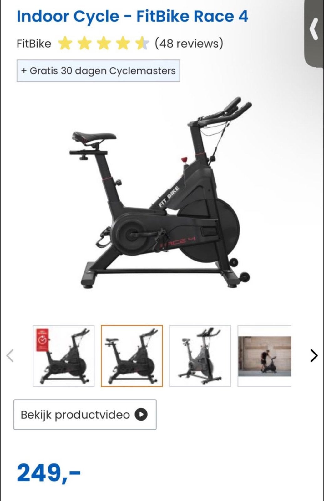 Fitbike race 4, Ophalen, Zo goed als nieuw, Spinningfiets