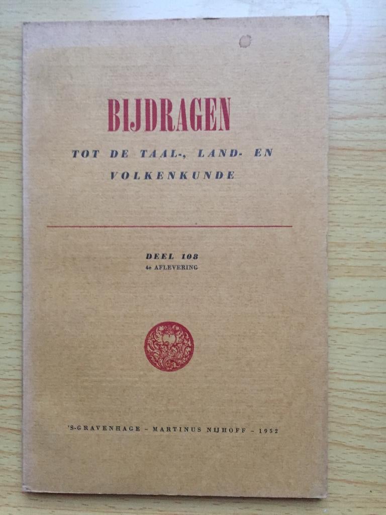 Bijdragen tot de Taal-, Land en Volkenkunde dl 108-4, 1952, Ophalen of Verzenden, Gelezen, Diverse auteurs