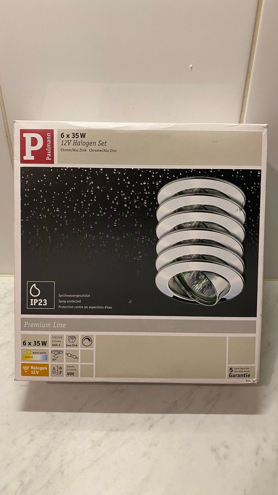 Paulmann Halogeen Inbouwspots Set 6x35W IP23 Chroom/Alu Zink, Halogeen, Metaal of Aluminium, Nieuw, Ophalen of Verzenden