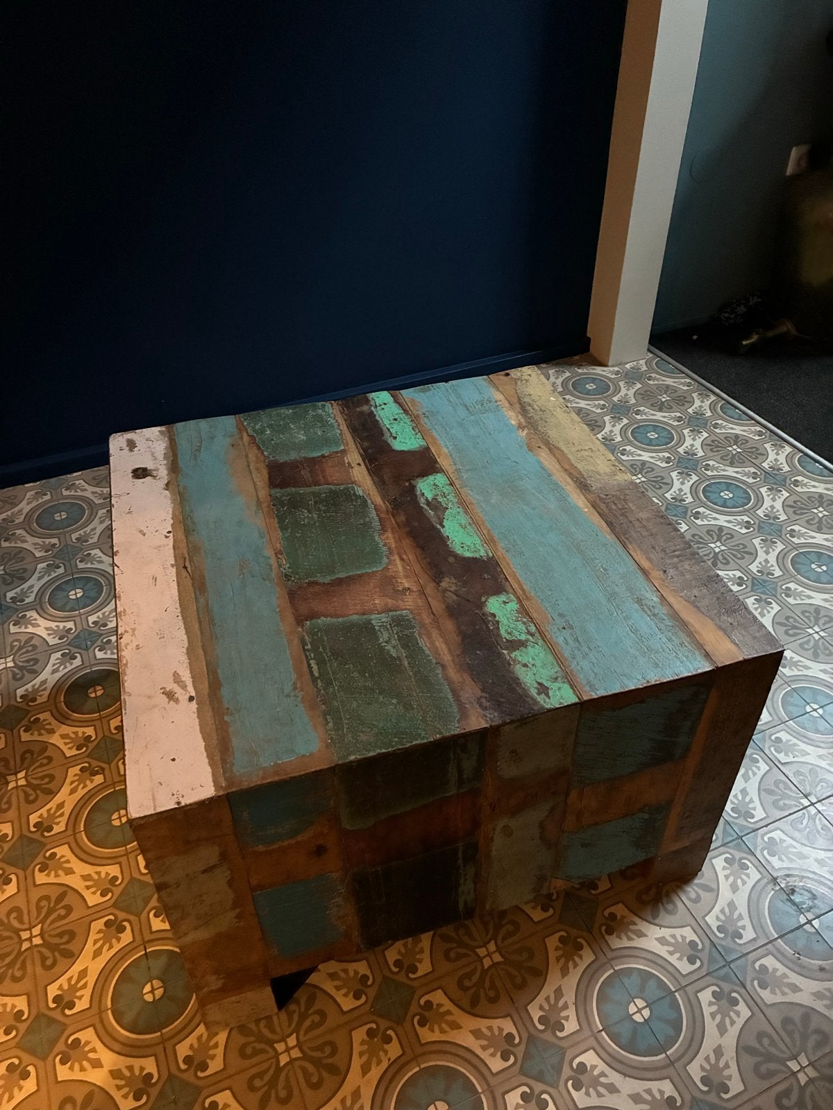 70x70 Sloophouten Tafel - Uniek en Robuust, Ophalen, Gebruikt, 50 tot 100 cm, Vierkant
