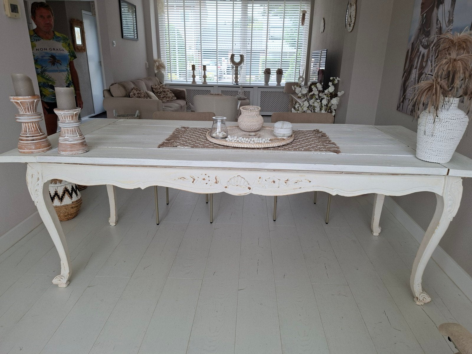 prachtige massief houten eettafel, Ophalen, Gebruikt, 200 cm of meer, 50 tot 100 cm