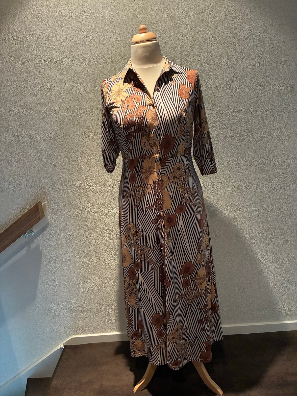 K Design Jurk met bloemenprint en strepen, Meerkleurig, Ophalen of Verzenden, Zo goed als nieuw, Maat 36 (S)
