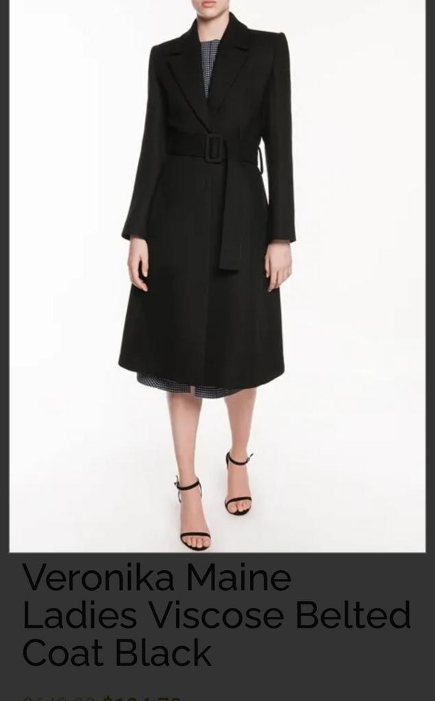Veronika Maine wollen jas met ceintuur, Kleding | Dames, Jassen | Winter, Gedragen, Maat 36 (S), Zwart, Ophalen of Verzenden